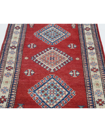 Kazak 2' 1" X 4' 11" Hand Knotted Wool Rug 2' 1" X 4' 11" (63 X 150) / Red / Wool