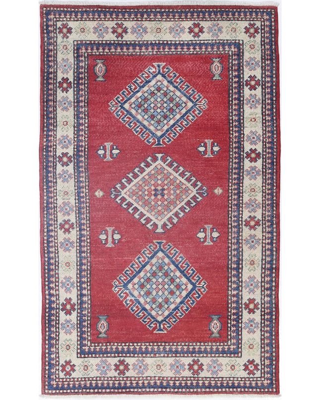 Kazak 2' 1" X 4' 11" Hand Knotted Wool Rug 2' 1" X 4' 11" (63 X 150) / Red / Wool