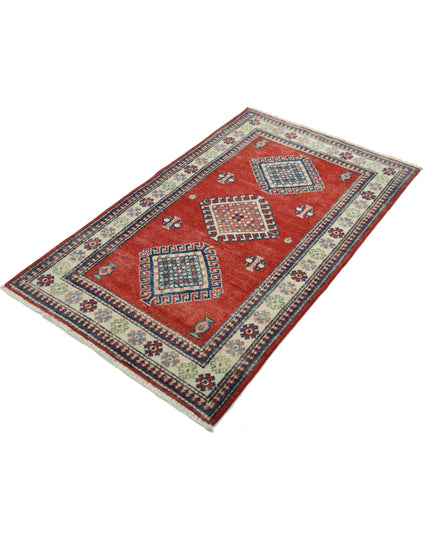 Kazak 2' 10" X 5' 0" Hand Knotted Wool Rug 2' 10" X 5' 0" (86 X 152) / Red / Wool