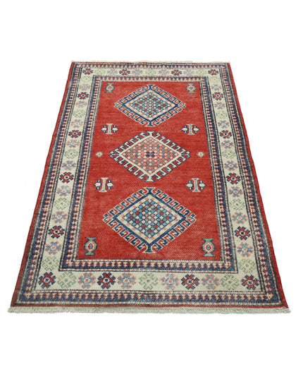 Kazak 2' 10" X 5' 0" Hand Knotted Wool Rug 2' 10" X 5' 0" (86 X 152) / Red / Wool