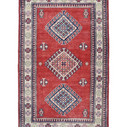 Kazak 2' 10" X 5' 0" Hand Knotted Wool Rug 2' 10" X 5' 0" (86 X 152) / Red / Wool