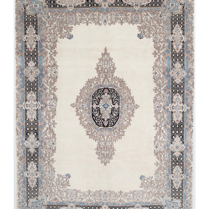 Kerman 9' 11" X 13' 8" Hand Knotted Wool Rug 9' 11" X 13' 8" (302 X 417) / Ivory / Wool
