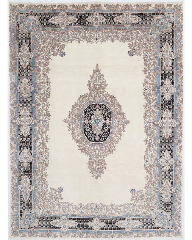 Kerman 9' 11" X 13' 8" Hand Knotted Wool Rug 9' 11" X 13' 8" (302 X 417) / Ivory / Wool