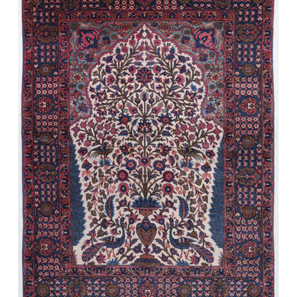 Kerman 4' 5" X 6' 1" Hand Knotted Wool Rug 4' 5" X 6' 1" (135 X 185) / Ivory / Wool