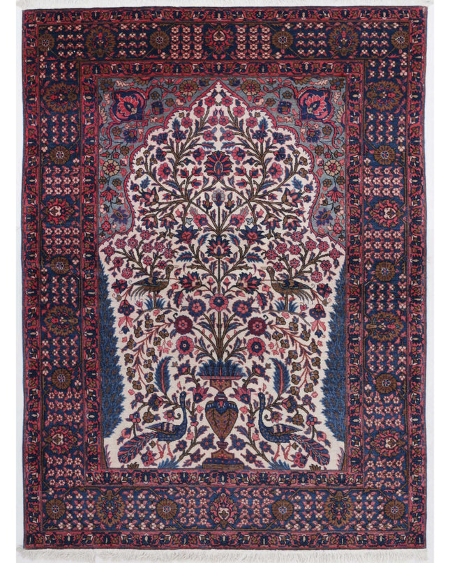 Kerman 4' 5" X 6' 1" Hand Knotted Wool Rug 4' 5" X 6' 1" (135 X 185) / Ivory / Wool