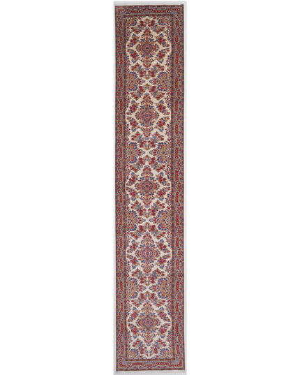 Kerman 3' 5" X 21' 1" Hand Knotted Wool Rug 3' 5" X 21' 1" (104 X 643) / Ivory / Wool