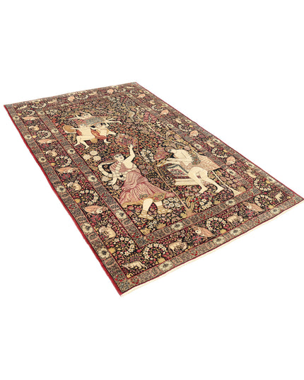 Kerman 4' 10" X 7' 5" Hand Knotted Wool Rug 4' 10" X 7' 5" (147 X 226) / Black / Wool