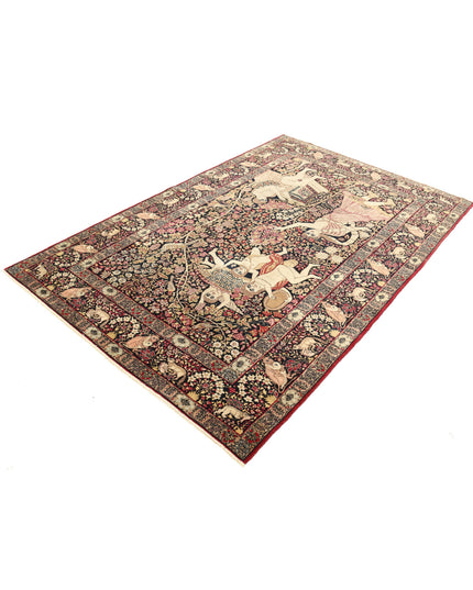Kerman 4' 10" X 7' 5" Hand Knotted Wool Rug 4' 10" X 7' 5" (147 X 226) / Black / Wool