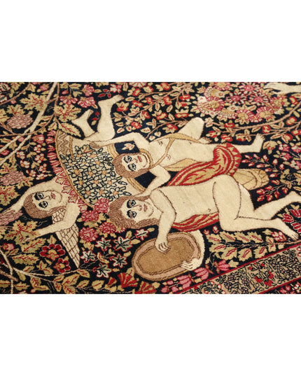 Kerman 4' 10" X 7' 5" Hand Knotted Wool Rug 4' 10" X 7' 5" (147 X 226) / Black / Wool