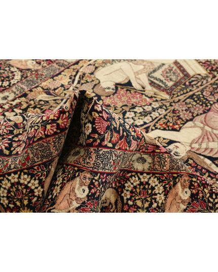 Kerman 4' 10" X 7' 5" Hand Knotted Wool Rug 4' 10" X 7' 5" (147 X 226) / Black / Wool