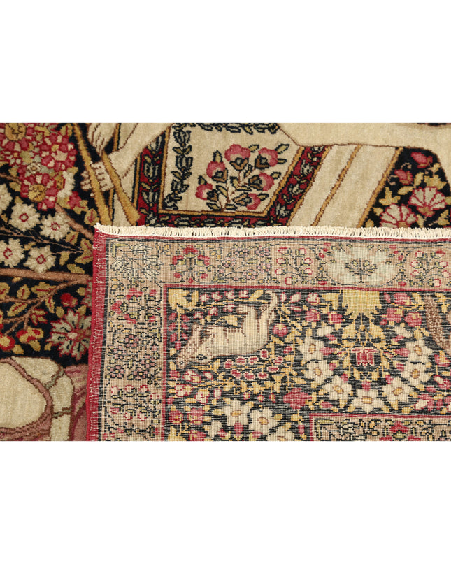 Kerman 4' 10" X 7' 5" Hand Knotted Wool Rug 4' 10" X 7' 5" (147 X 226) / Black / Wool