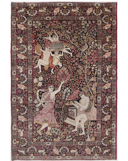 Kerman 4' 10" X 7' 5" Hand Knotted Wool Rug 4' 10" X 7' 5" (147 X 226) / Black / Wool