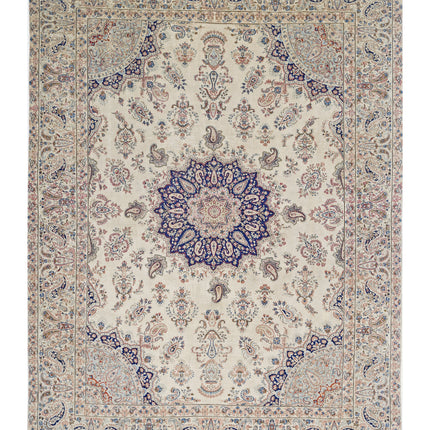 Kerman 9' 9" X 13' 2" Hand Knotted Wool Rug 9' 9" X 13' 2" (297 X 401) / Ivory / Wool
