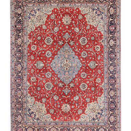 Kerman 9' 7" X 12' 7" Hand Knotted Wool Rug 9' 7" X 12' 7" (292 X 383) / Red / Wool