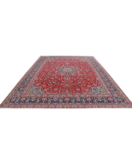 Kerman 9' 10" X 13' 8" Hand Knotted Wool Rug 9' 10" X 13' 8" (300 X 417) / Red / Wool
