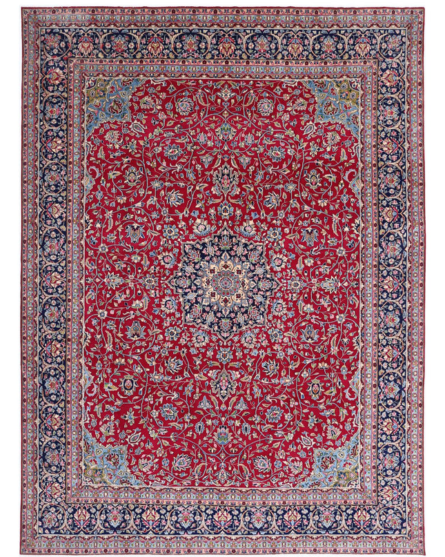 Kerman 9' 10" X 13' 8" Hand Knotted Wool Rug 9' 10" X 13' 8" (300 X 417) / Red / Wool