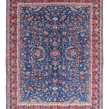 Kerman 9' 9" X 13' 5" Hand Knotted Wool Rug 9' 9" X 13' 5" (297 X 409) / Blue / Wool