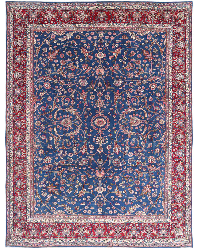 Kerman 9' 9" X 13' 5" Hand Knotted Wool Rug 9' 9" X 13' 5" (297 X 409) / Blue / Wool