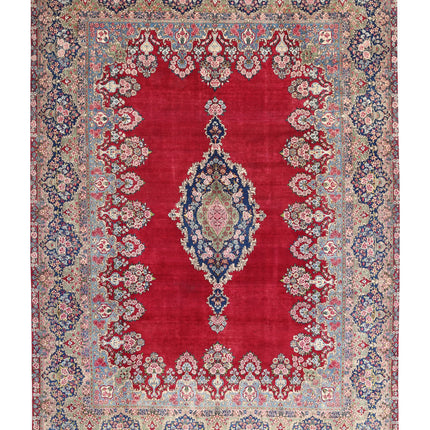 Kerman 9' 11" X 13' 9" Hand Knotted Wool Rug 9' 11" X 13' 9" (302 X 419) / Red / Wool