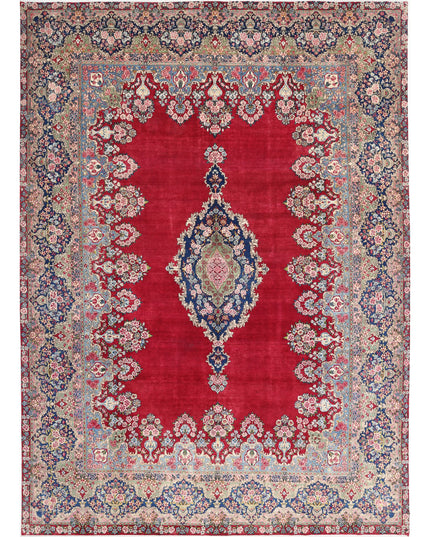 Kerman 9' 11" X 13' 9" Hand Knotted Wool Rug 9' 11" X 13' 9" (302 X 419) / Red / Wool
