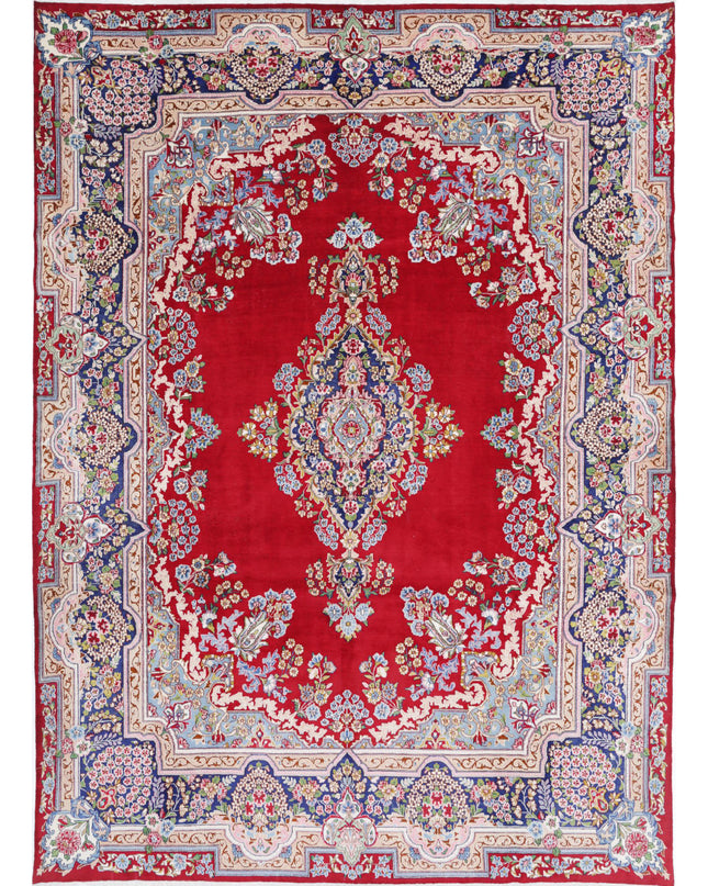 Kerman 9' 6" X 13' 2" Hand Knotted Wool Rug 9' 6" X 13' 2" (290 X 401) / Red / Wool