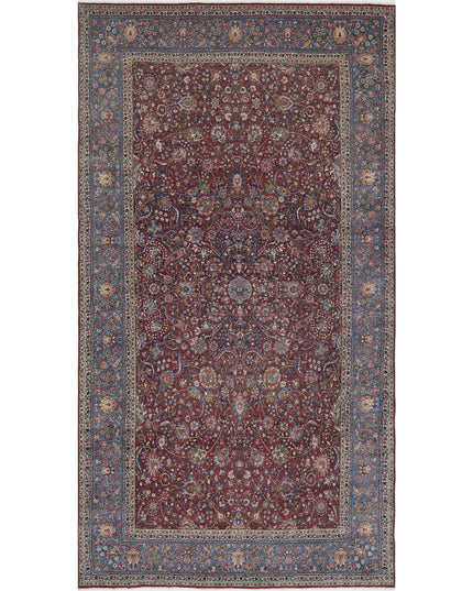 Kerman 10' 8" X 20' 2" Hand Knotted Wool Rug 10' 8" X 20' 2" (325 X 615) / Burgundy / Wool