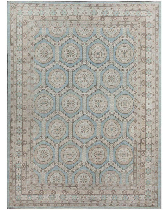 Khotan 8' 10" X 12' 0" Hand Knotted Wool Rug 8' 10" X 12' 0" (269 X 366) / Blue / Wool