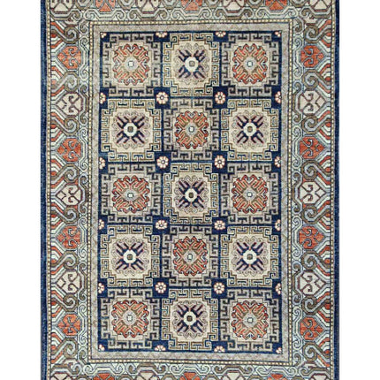 Khotan 4' 10" X 7' 1" Hand Knotted Wool Rug 4' 10" X 7' 1" (147 X 216) / Blue / Wool