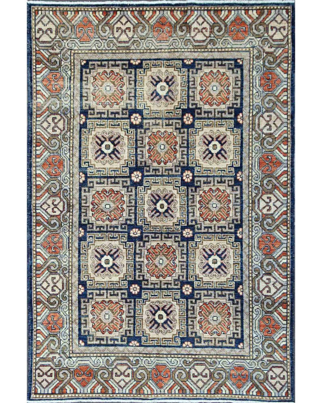 Khotan 4' 10" X 7' 1" Hand Knotted Wool Rug 4' 10" X 7' 1" (147 X 216) / Blue / Wool