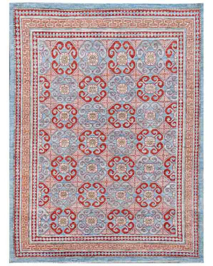 Khotan 5' 0" X 6' 9" Hand Knotted Wool Rug 5' 0" X 6' 9" (152 X 206) / Blue / Wool