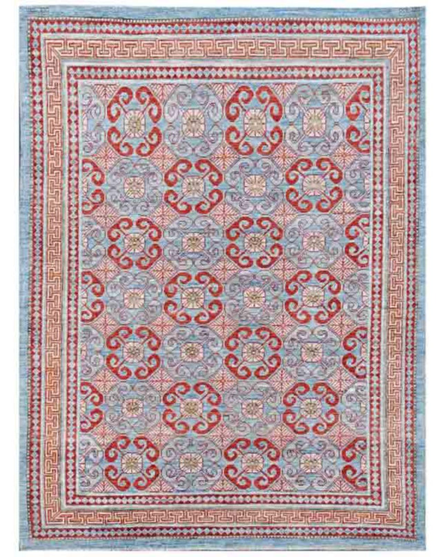 Khotan 5' 0" X 6' 9" Hand Knotted Wool Rug 5' 0" X 6' 9" (152 X 206) / Blue / Wool
