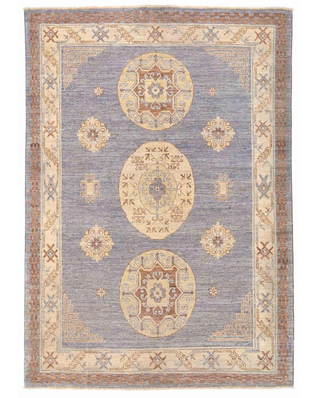 Khotan 4' 7" X 6' 5" Hand Knotted Wool Rug 4' 7" X 6' 5" (140 X 196) / Grey / Wool