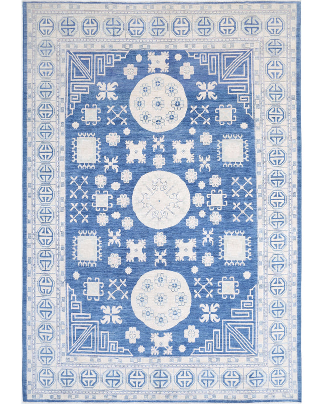 Khotan 9' 8" X 13' 10" Hand Knotted Wool Rug 9' 8" X 13' 10" (295 X 422) / Blue / Wool