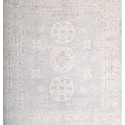 Khotan 8' 1" X 9' 10" Hand Knotted Wool Rug 8' 1" X 9' 10" (246 X 300) / Grey / Wool