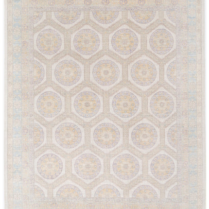 Khotan 8' 0" X 9' 10" Hand Knotted Wool Rug 8' 0" X 9' 10" (244 X 300) / Ivory / Wool