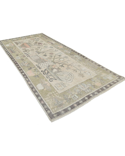 Khotan 5' 5" X 11' 2" Hand Knotted Wool Rug 5' 5" X 11' 2" (165 X 340) / Ivory / Wool