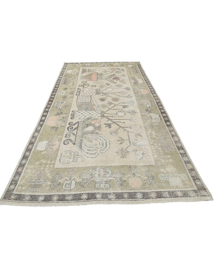 Khotan 5' 5" X 11' 2" Hand Knotted Wool Rug 5' 5" X 11' 2" (165 X 340) / Ivory / Wool