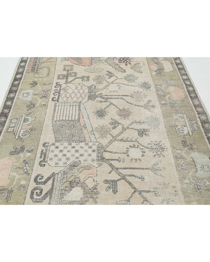 Khotan 5' 5" X 11' 2" Hand Knotted Wool Rug 5' 5" X 11' 2" (165 X 340) / Ivory / Wool