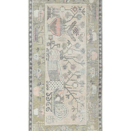 Khotan 5' 5" X 11' 2" Hand Knotted Wool Rug 5' 5" X 11' 2" (165 X 340) / Ivory / Wool