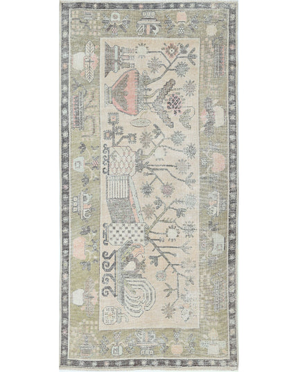 Khotan 5' 5" X 11' 2" Hand Knotted Wool Rug 5' 5" X 11' 2" (165 X 340) / Ivory / Wool