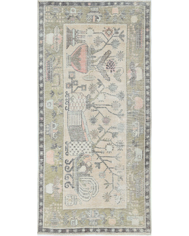 Khotan 5' 5" X 11' 2" Hand Knotted Wool Rug 5' 5" X 11' 2" (165 X 340) / Ivory / Wool