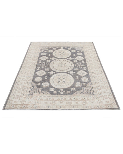 Khotan 4' 1" X 5' 11" Hand Knotted Wool Rug 4' 1" X 5' 11" (124 X 180) / Grey / Wool