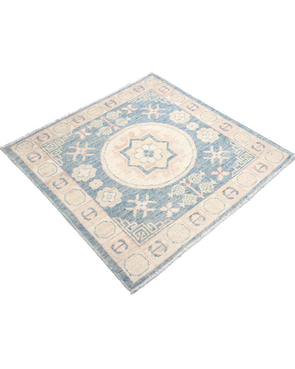 Khotan 3' 2" X 3' 3" Hand Knotted Wool Rug 3' 2" X 3' 3" (97 X 99) / Blue / Wool