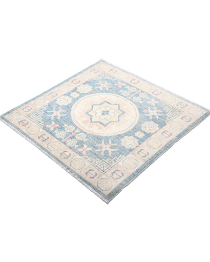 Khotan 3' 2" X 3' 3" Hand Knotted Wool Rug 3' 2" X 3' 3" (97 X 99) / Blue / Wool