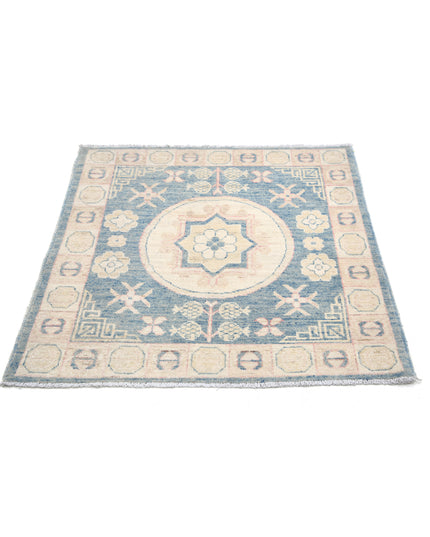 Khotan 3' 2" X 3' 3" Hand Knotted Wool Rug 3' 2" X 3' 3" (97 X 99) / Blue / Wool