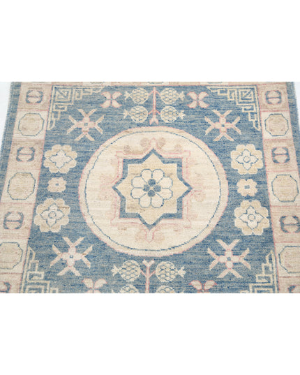 Khotan 3' 2" X 3' 3" Hand Knotted Wool Rug 3' 2" X 3' 3" (97 X 99) / Blue / Wool