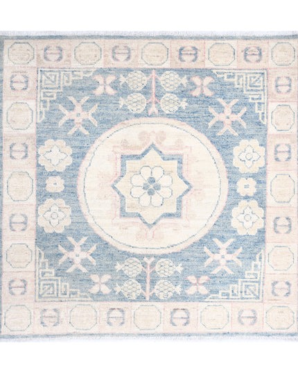 Khotan 3' 2" X 3' 3" Hand Knotted Wool Rug 3' 2" X 3' 3" (97 X 99) / Blue / Wool
