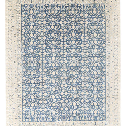 Khotan 9' 3" X 12' 0" Hand Knotted Wool Rug 9' 3" X 12' 0" (282 X 366) / Blue / Wool
