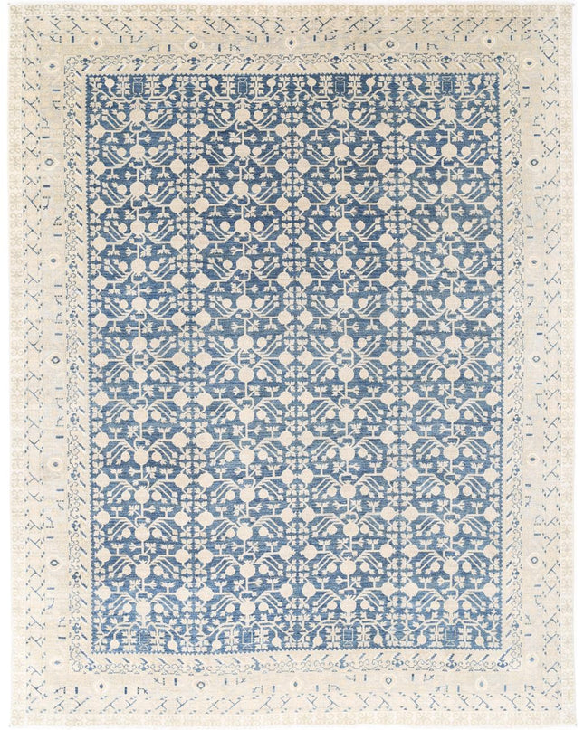 Khotan 9' 3" X 12' 0" Hand Knotted Wool Rug 9' 3" X 12' 0" (282 X 366) / Blue / Wool