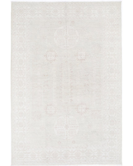 Khotan 6' 1" X 9' 2" Hand Knotted Wool Rug 6' 1" X 9' 2" (185 X 280) / Grey / Wool